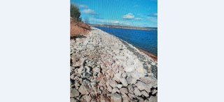 Укрепление берега Братского водохранилища в Балаганске